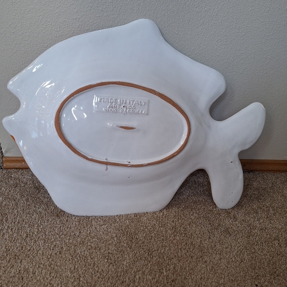 Nino Parrucca Large Hand Painted Fish Shaped Platter 19x14 - Picture 8 of 8